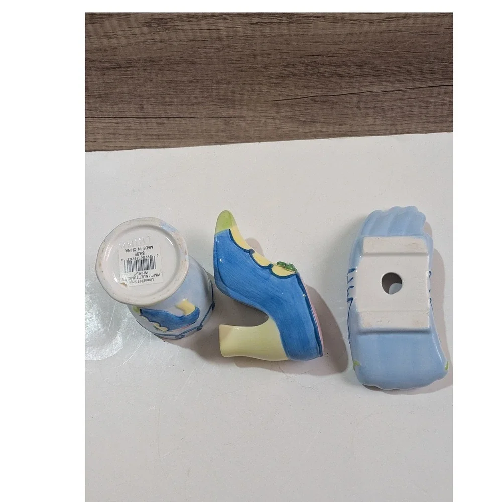Linens N Things Whimsy‎ Ceramic Bathroom Set Blue Boot Toothbrush Holder Dish